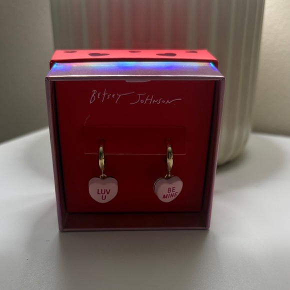 Betsey Johnson Jewelry - Betsey Johnson Pink Heart Earrings